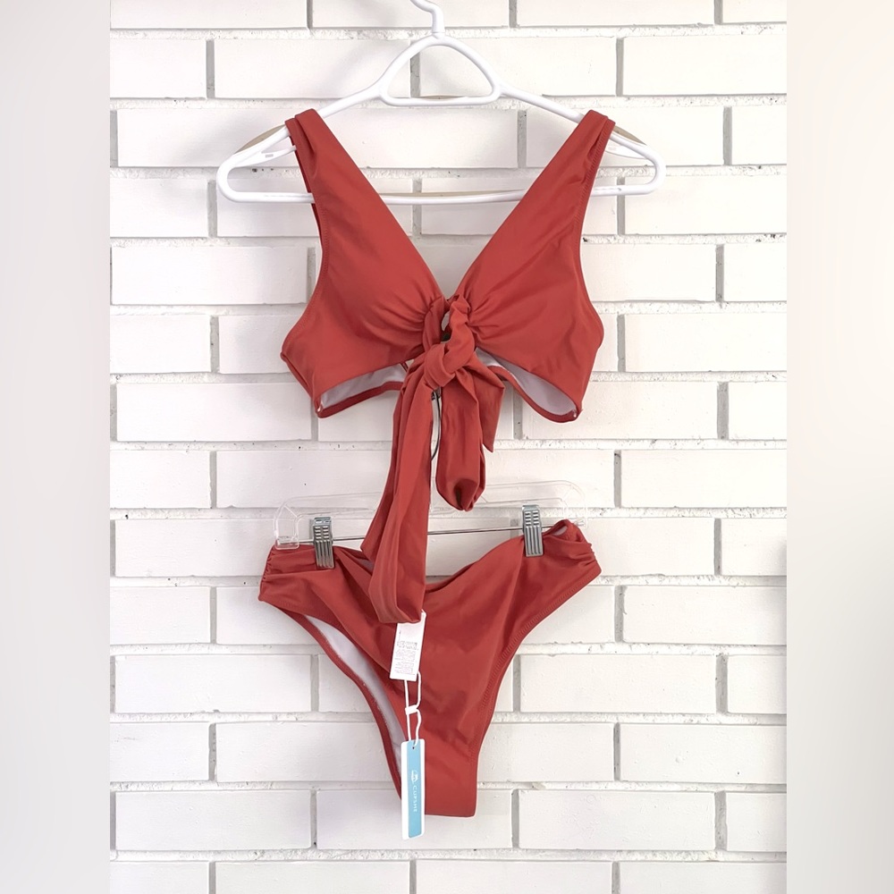 Brand New Cupshe Rose Coral Bikini With Wrap Around